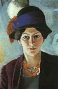 August Macke Portrait of the Artist's Wife Elisabeth with a Hat Sweden oil painting artist